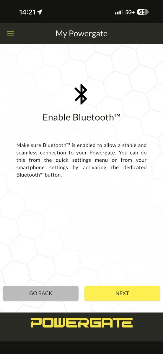 Powergate App：Bluetoothでペアリングの画面
